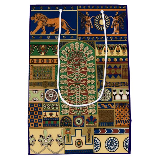 Assyrian Gold Lion, Sun & Ancient Angels Artistic Medium Cadeauzakje (Achterkant)