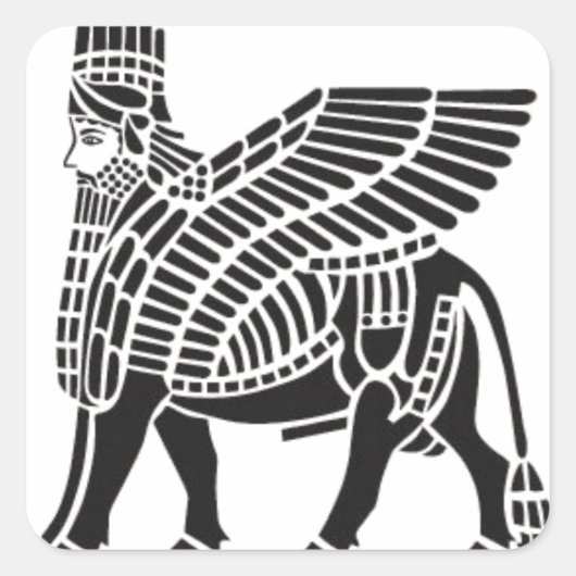 Assyrian Lamassu Vierkante Sticker (Voorkant)