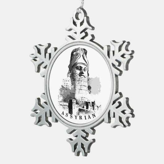 Assyrian Snowflake Framed Ornament (Rechts)