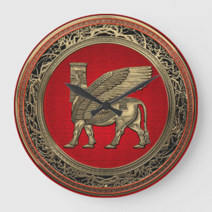 Assyrian Winged Bull - Gold Lamassu Grote Klok