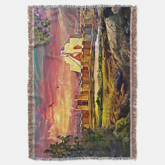 Assyrian ziggurat Cotton Throw Blanket Deken (Voorkant Verticaal)
