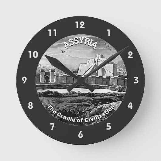 ASSYRIË Acrylwandklok Ronde Klok (Voorkant)