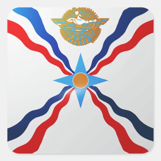 Assyrië vierkante glanzende vlag vierkante sticker (Voorkant)