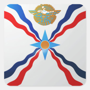 Assyrië vierkante glanzende vlag vierkante sticker