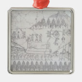 Assyriërs die een gevlekte stier op een Sledge ver Metalen Ornament (Voorkant)