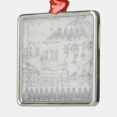 Assyriërs die een gevlekte stier op een Sledge ver Metalen Ornament (Links)