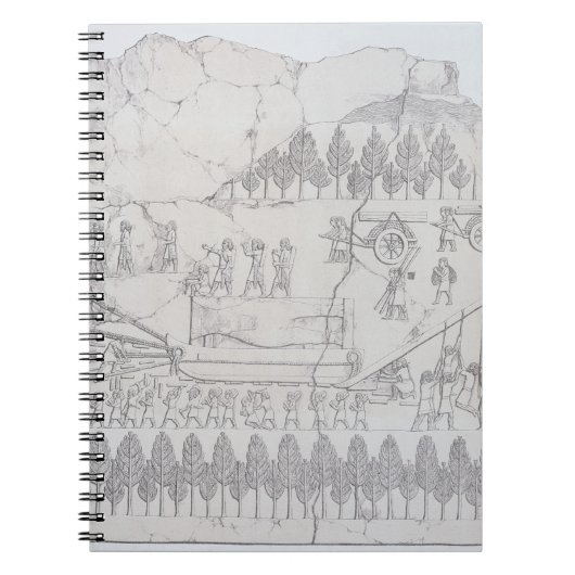 Assyriërs die een gevlekte stier op een Sledge ver Notitieboek (Voorkant)