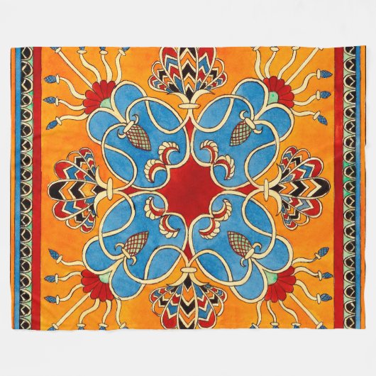 Assyrisch Ornament Fleece Deken (Voorkant (Horizontaal))