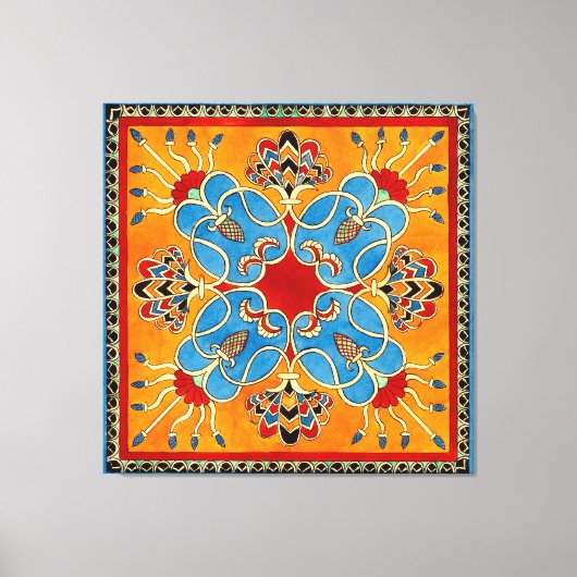 Assyrisch Ornament Print Canvas Kunst (Voorkant)