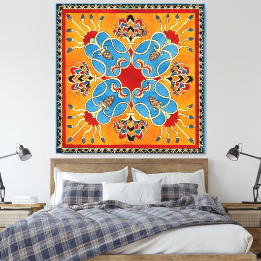 Assyrisch Ornament Print Canvas Kunst (Insitu (Slaapkamer))