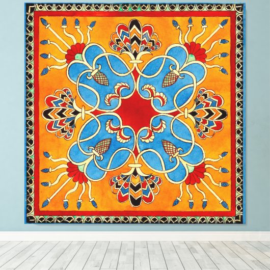 Assyrisch Ornament Print Canvas Kunst (Insitu (Houten vloer))