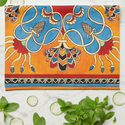  Assyrisch Ornament Theedoek (Gevouwen)