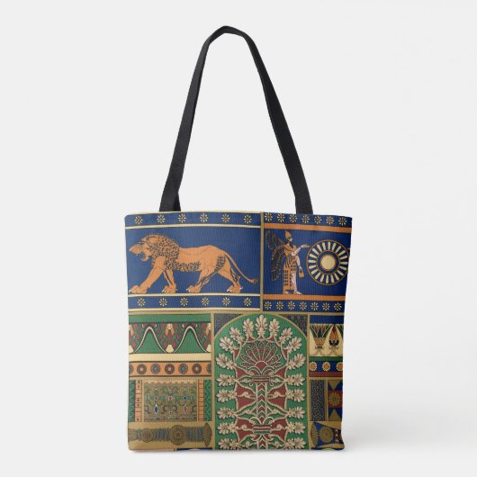 Assyrisch retro patroon tote bag (Achterkant)