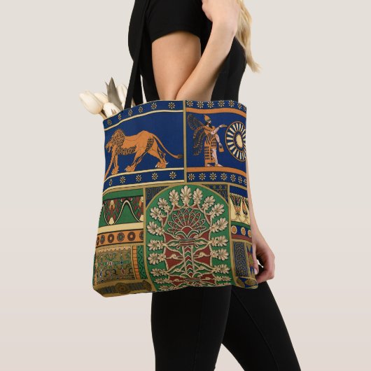 Assyrisch retro patroon tote bag (Dichtbij)