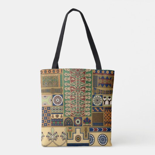 Assyrisch retro patroon tote bag (Achterkant)