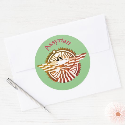 Assyrisch Ronde Sticker (Envelop)