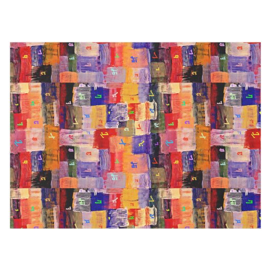 Assyrische Alphabet Tablecloth Tafelkleed (Voorkant (Horizontaal))