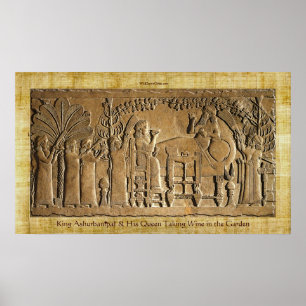 Assyrische koning Ashurbanipal Historic Art Poster