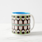 Assyrische Kunst Deco Geometric Pattern Munt Tweekleurige Koffiemok (Voorkant rechts)