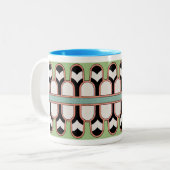 Assyrische Kunst Deco Geometric Pattern Munt Tweekleurige Koffiemok (Voorkant links)