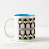 Assyrische Kunst Deco Geometric Pattern Munt Tweekleurige Koffiemok (Links)