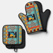 Assyrische kunstwerk Oven Mitt en Pothouders Ovenwant & Pannenlap Set (Voorkant / Achterkant)
