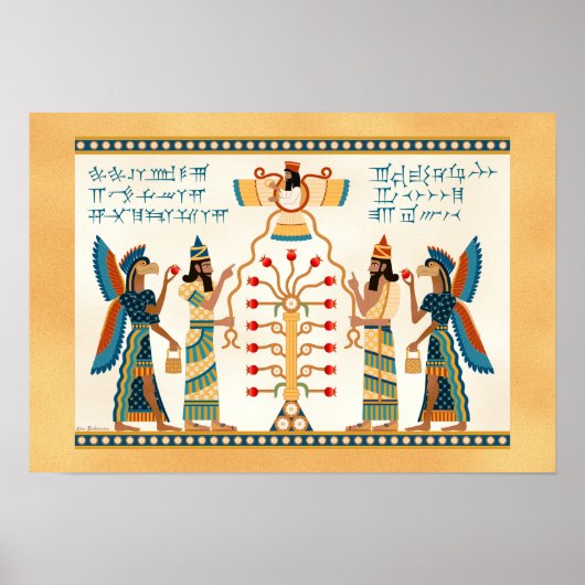Assyrische levensboom poster (Voorkant)