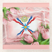 Assyrische Rozen Glas Onderzetter Glazen Onderzetter (Voorkant)