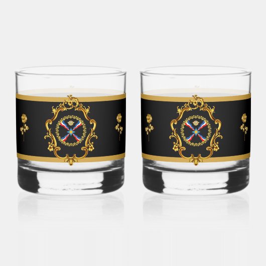 Assyrische vlag Drinkware Set Whisky Glas (Voorkant)