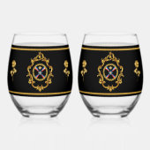 Assyrische vlag Drinkware Set Wijnglas Zonder Voet (Achterkant)