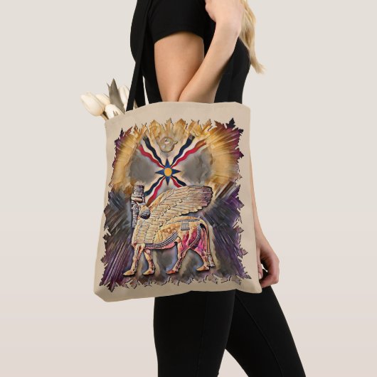 Assyrische vlag en Lamassu Canvas tas (Dichtbij)
