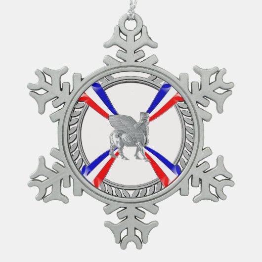 Assyrische vlag en Lamassu Snowflake Ornament (Voorkant)