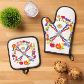 Assyrische vlag Oven Mitt en Pothouders Ovenwant & Pannenlap Set (Top down)