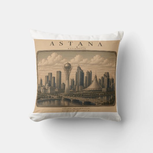 Astana | Vintage Travel City Design Kussen (Voorkant)