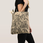 Astboomzwart-wit sepia bruine bladeren florale kun tote bag (Dichtbij)