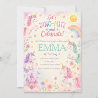 astel Unicorn Birthday Invitation Template Kaart