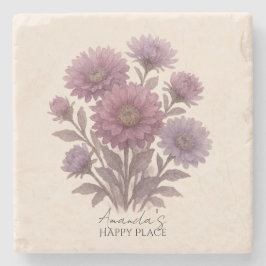 Aster Bloem Onderzetters, Gepersonaliseerd Bloemig Stenen Onderzetter