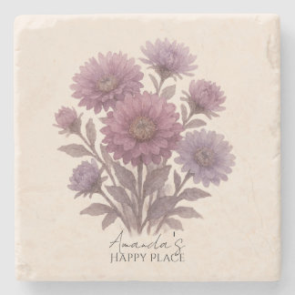 Aster Bloem Onderzetters, Gepersonaliseerd Bloemig Stenen Onderzetter