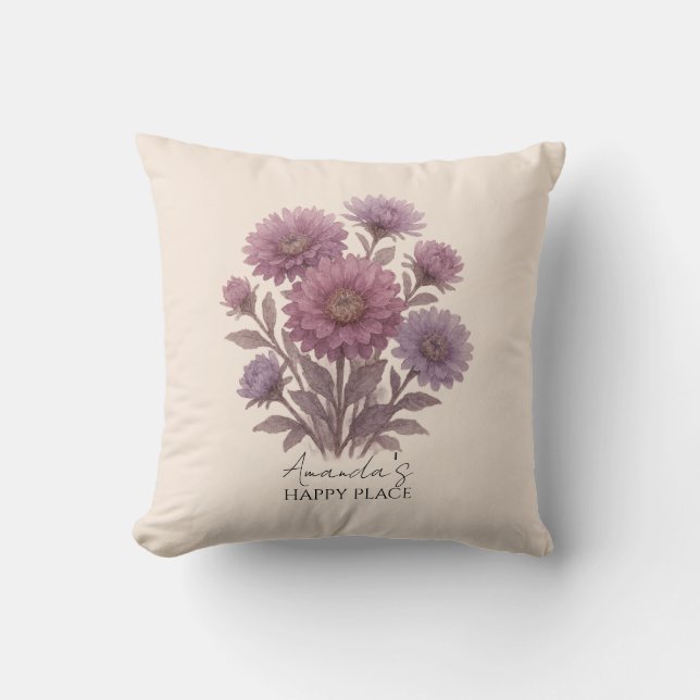 Aster Bloemenkussen, Gepersonaliseerd Kussen (Voorkant)