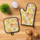 Aster Bloom Ovenwant & Pannenlap Set (Top down)