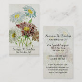 Aster Chinensis Flower Bouquet  Script Visitekaartje (Voorkant / Achterkant)
