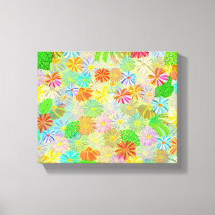 ASTER & CONE BLOEMEN & TROPISCHE BLADEREN WATERVER CANVAS AFDRUK