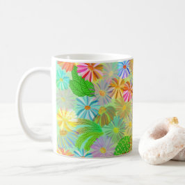 ASTER & CONE FLOWERS & TROPICAL LEAVES WATERCOLOR  KOFFIEMOK