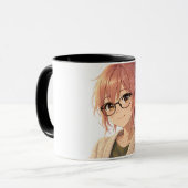 Aster™ Cute Aesthetic Girl Coffee Mug Cozy Vibes Mok (Voorkant links)
