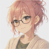 Aster™ Cute Aesthetic Girl Custom-Cut Vinyl Sticke Sticker (Voorkant)