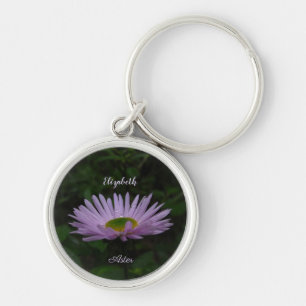 Aster Flower met Raindrops Personeelsfoto Sleutelhanger