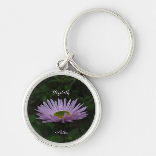 Aster Flower with Raindrops Personated Photo Sleutelhanger (Voorkant)