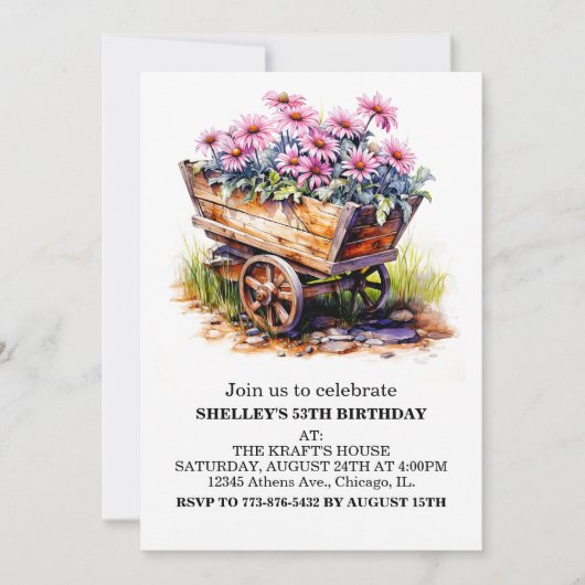  Aster Flowers Verjaardagsfeestuitnodigingen Kaart (Voorkant)