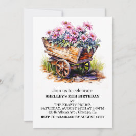 Aster Flowers Verjaardagsfeestuitnodigingen Kaart