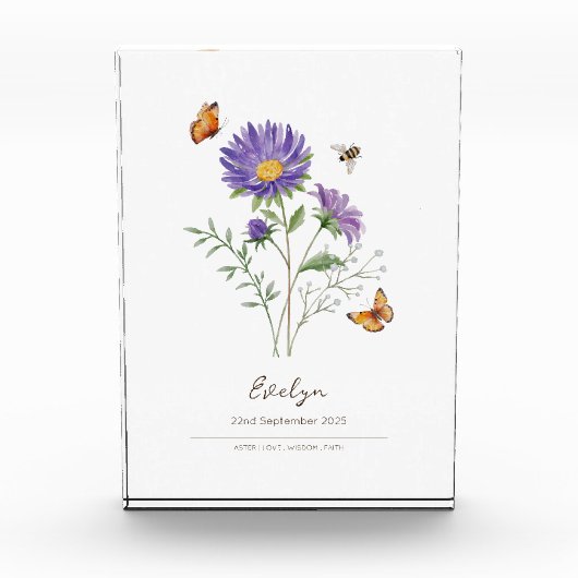 Aster Geboortemaand Bloem Fotoblokken (Voorkant)